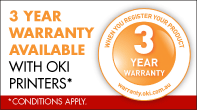 3 Year Warranty available with OKI printers via registration