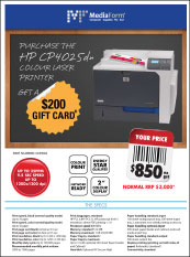 HP Promo 2 - Buy HP CP4025dn and receive a free $200 gift card